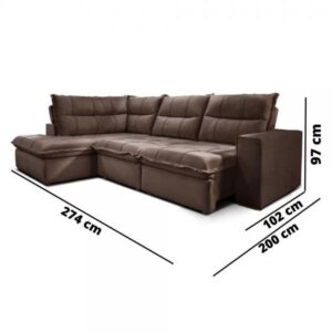 ESTOFADO SOLAR CAMPUS 2 LUG ESQ + CHAISE DIREITO