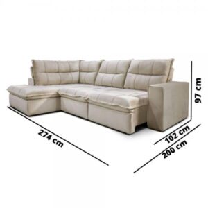 ESTOFADO SOLAR CAMPUS 2 LUG ESQ + CHAISE DIREITO