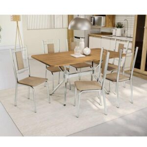 CONJ MESA KAPPESBERG 1,60 6 CAD CROMADAS