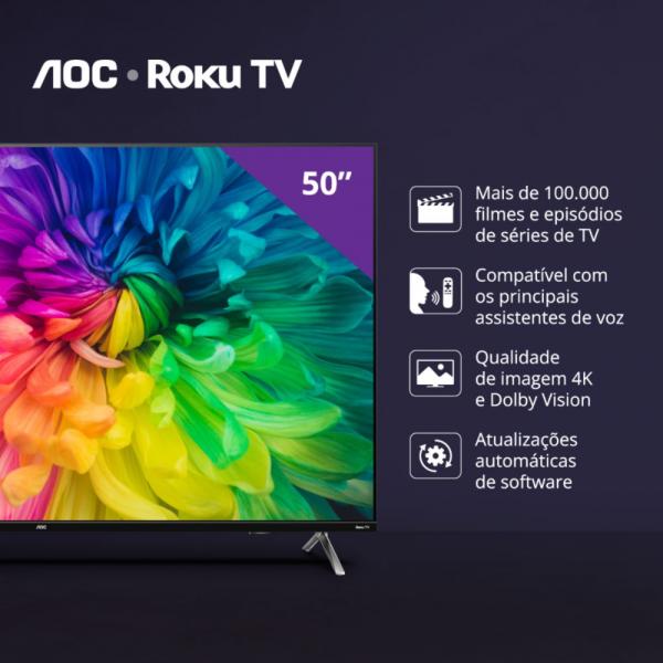 TV 50" AOC SMART ROKU UHD 4K 50U6125/78G - Imagem 8
