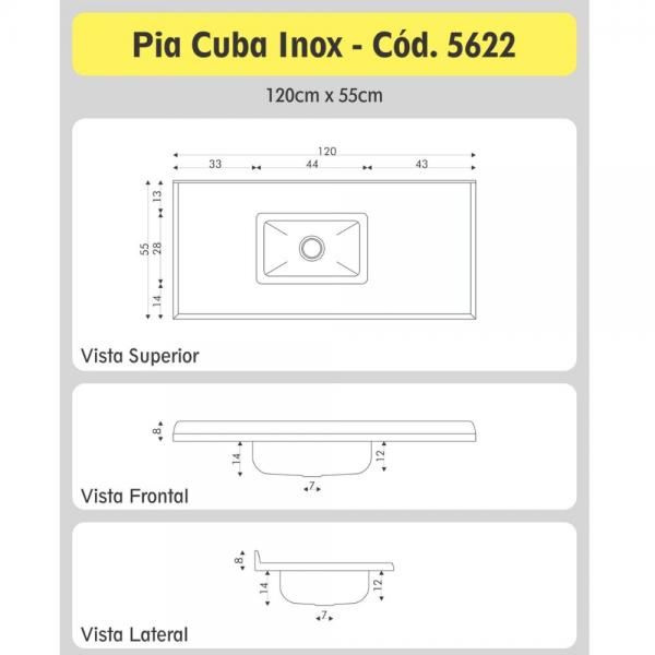 BACIA RORATO 1,20X55 CUBA INOX - Image 6