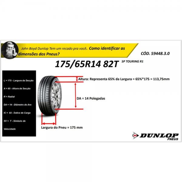 PNEU PASSEIO 175/65R14 DUNLOP 82T SP TOURING R1. - Image 6